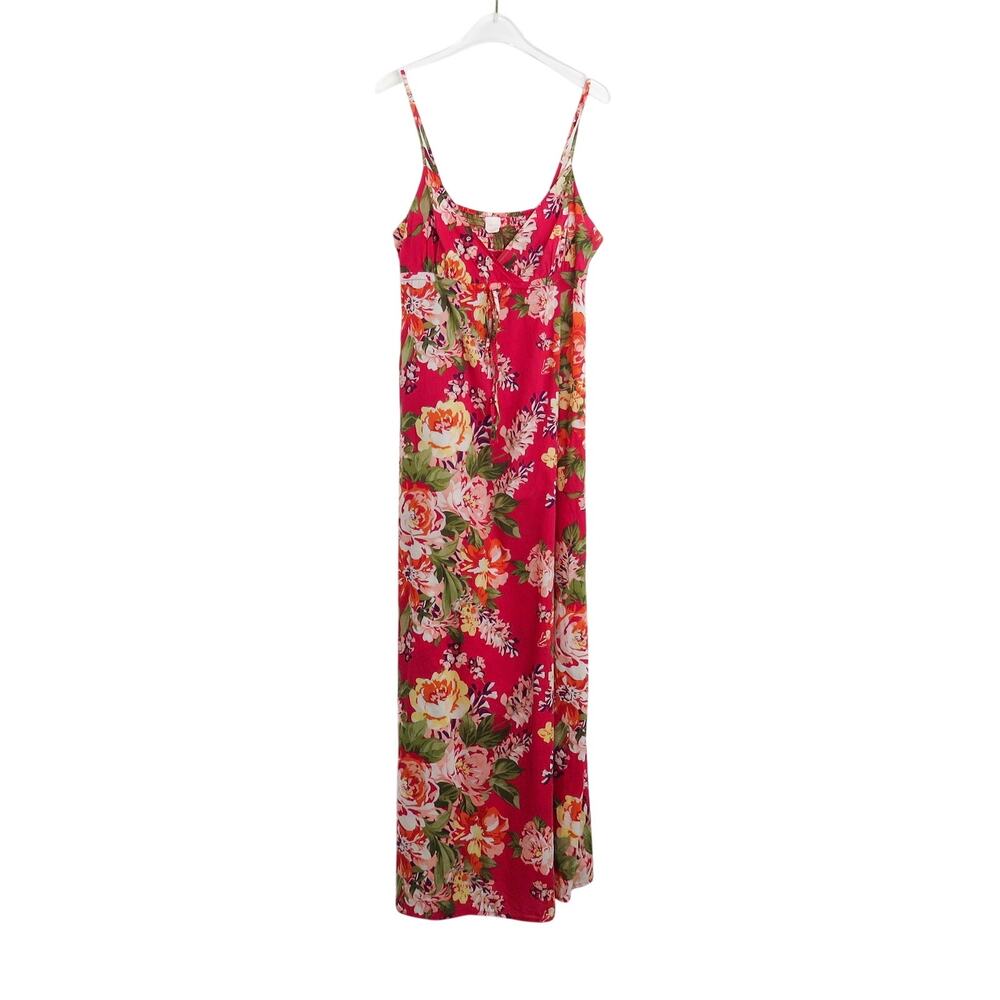 Xhilaration Pink Floral V Neck Surplice Maxi Dress Medium Smocked Back Medium - Picture 2 of 7